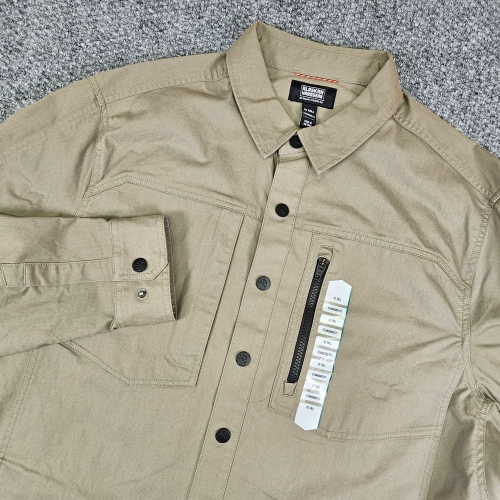 Alaskan Hardgear Duluth Trading Co Mens XL Tall Tan Khaki Snap Shacket